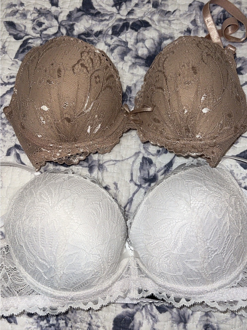 Othr Lace Push-Up Bra Two-Pack in Brown and White